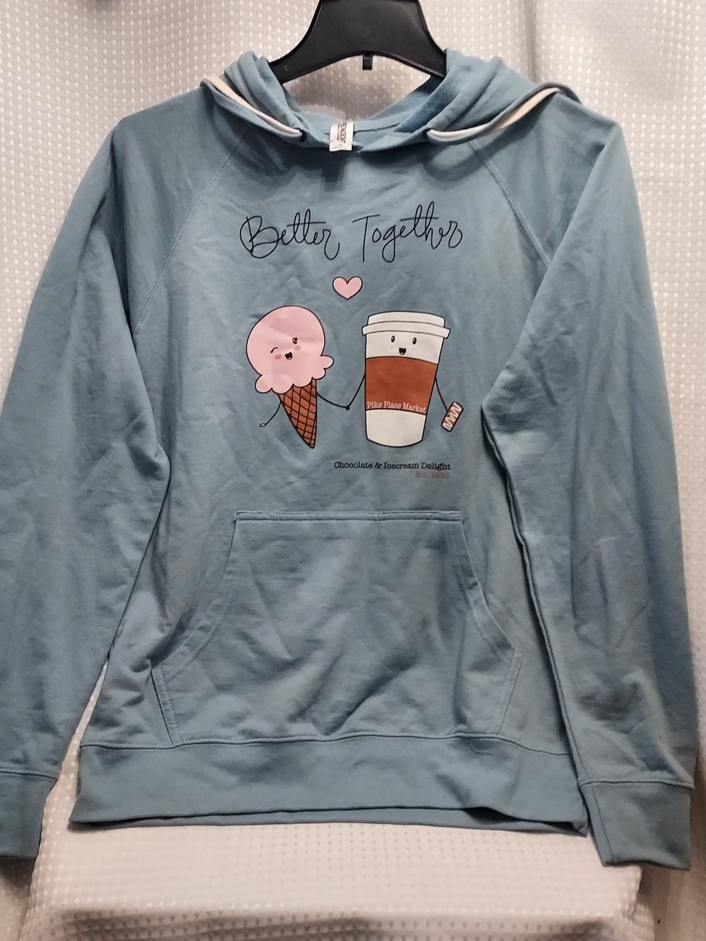 Women's Light Blue 'Better Together' Graphic Cowl Hoodie , Size M